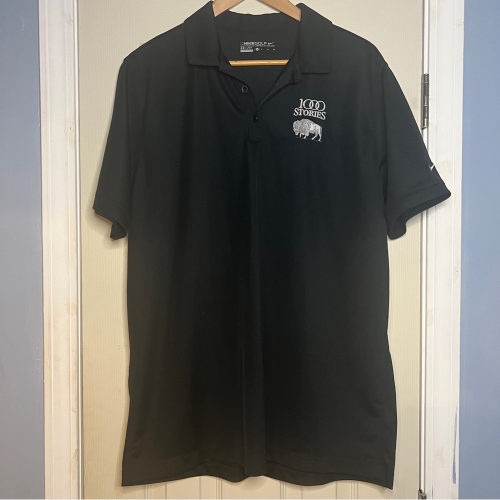 Nike Golf Black Dri-Fit Polo 1000 Stories Buffalo Embroidered Size XL